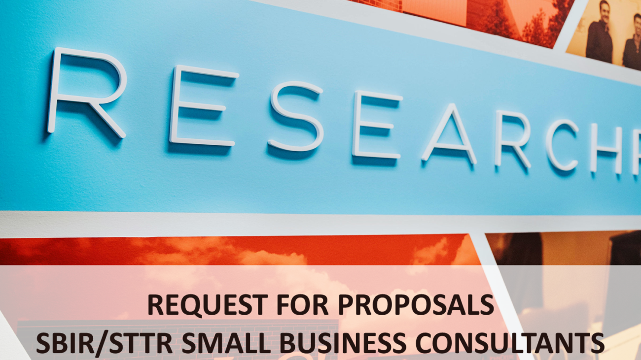 Image with text - Request for Proposals, SBIR/STTR Small Business Consultants