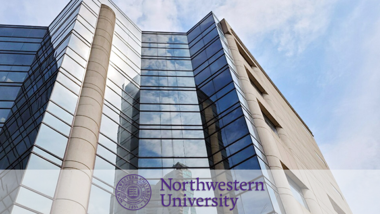 Northwestern University Building at 1801 Maple Avenue in Evanston that will house the new accelerator. Northwestern University logo is in the lower, center part of image.