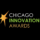 Image with black background, irregular shaped gold star, and the words Chicago Innovation Awards in white, green, and gold (respectively).